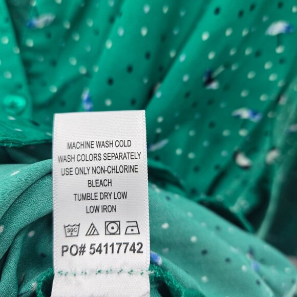 Catherines Blue Cafe Umbrella Novelty 3/4 Sleeved Buttoned Down Blouse 1x - Picture 9 of 9